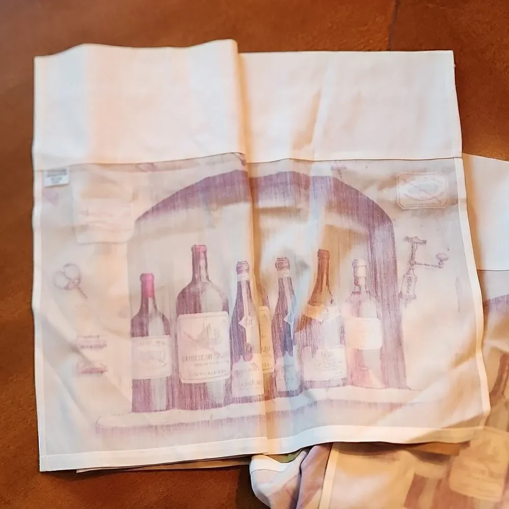 Set of 2 Wine & Cork Kitchen Dining Room Window Valance Curtains- 15